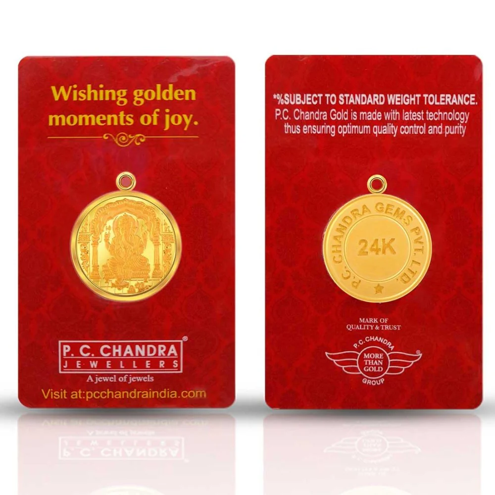 10 Gm, 24k Lord Ganesha Coin Pendant - Image 3