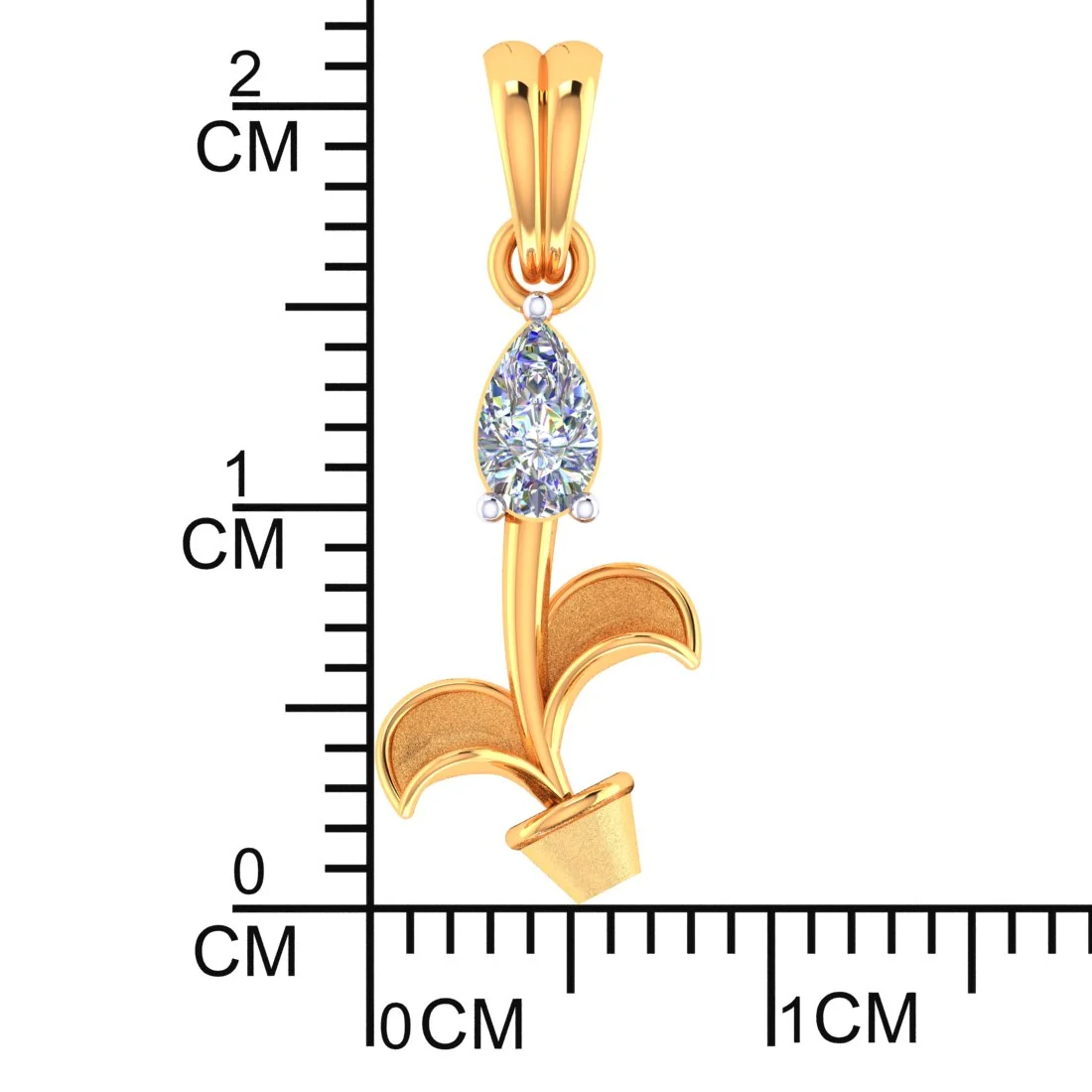 14 KT Gold & Certified Diamond Bloom Stem Pendant (without chain) for Women - Image 3