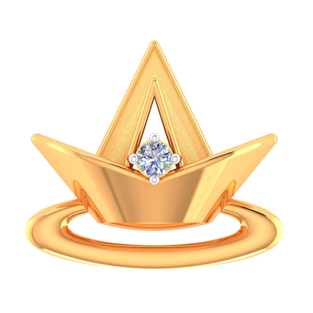 14 KT Gold & Certified Diamond Crown Ray Pendant (without chain) for Women - Image 2