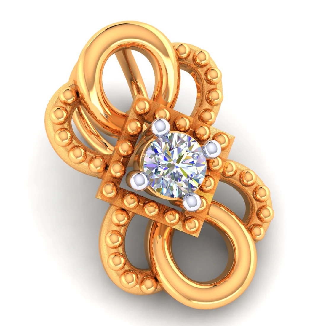 14 KT Gold & Certified Diamond Loop Matrix Pendant (without chain) for Women - Image 3