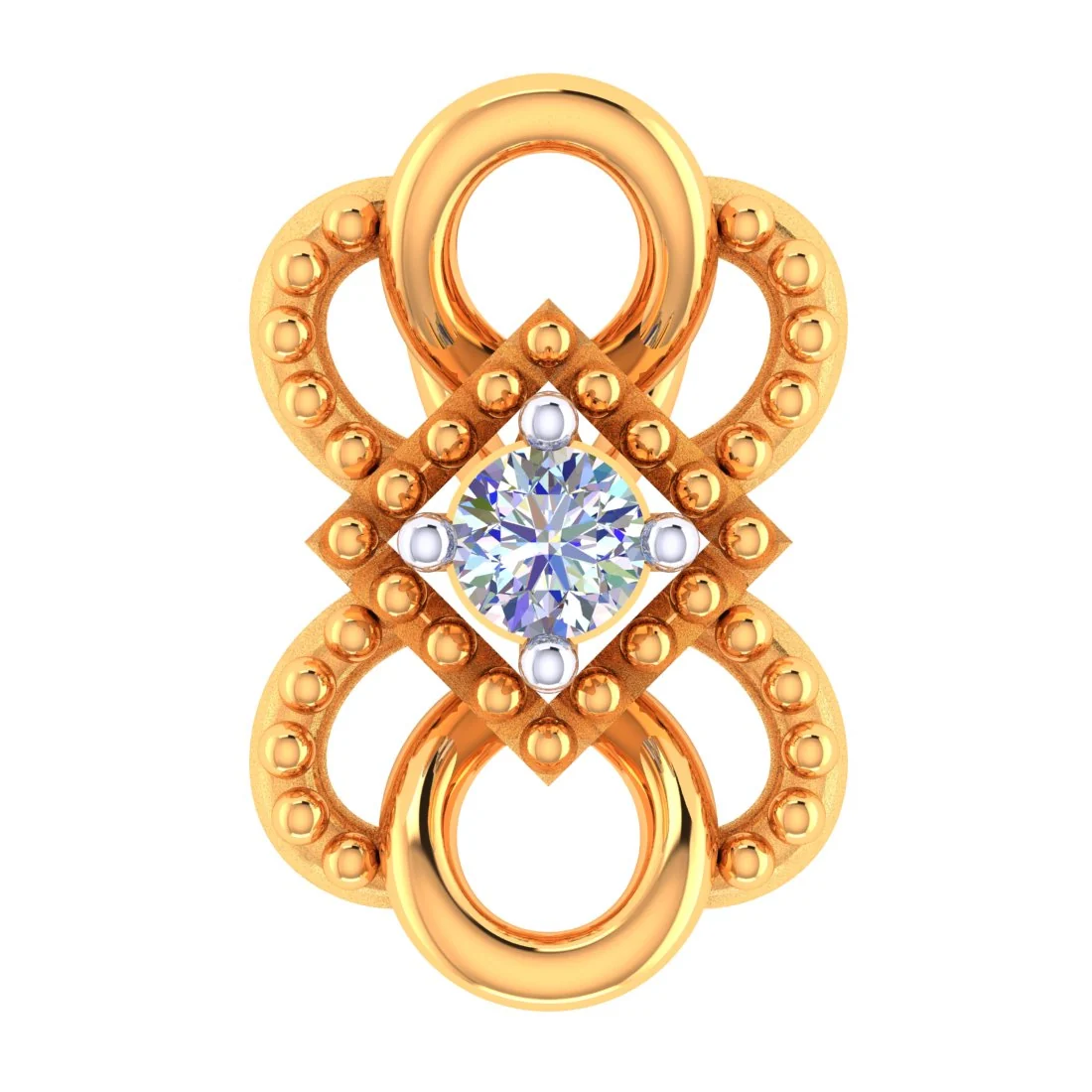 14 KT Gold & Certified Diamond Loop Matrix Pendant (without chain) for Women - Image 4