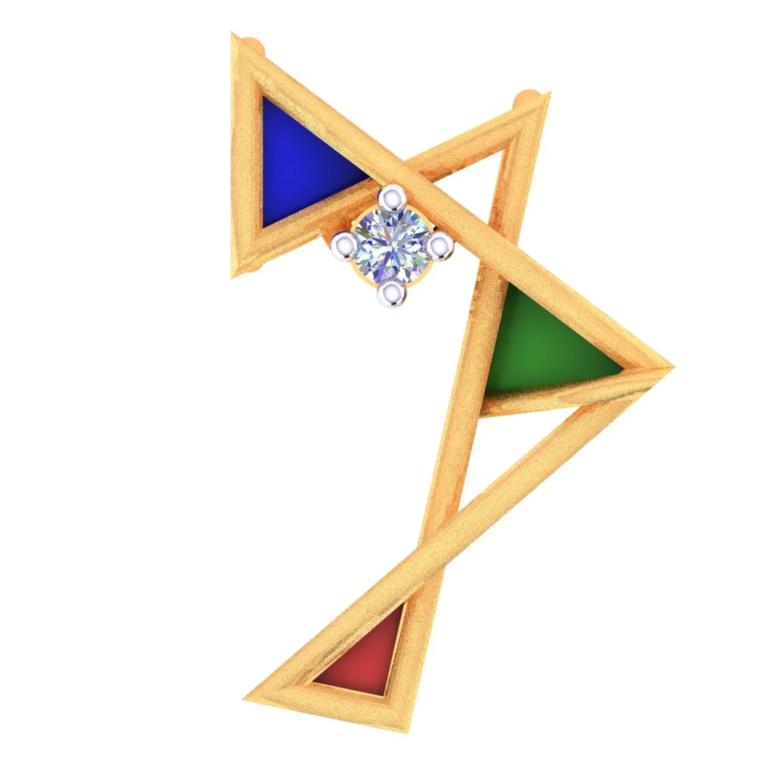 14 KT Gold & Certified Diamond Prism Twist Pendant (without chain) for Women - Image 2