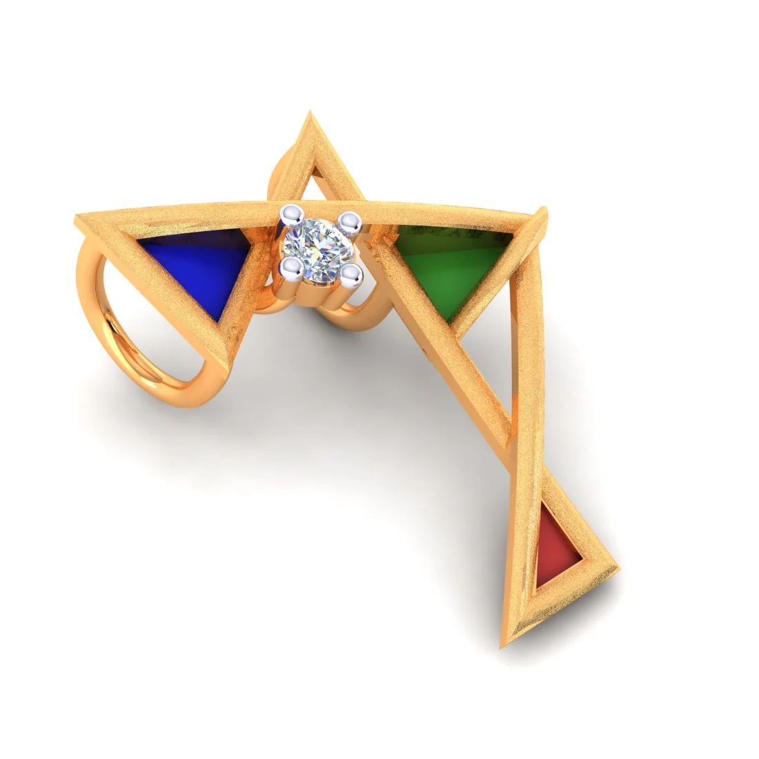 14 KT Gold & Certified Diamond Prism Twist Pendant (without chain) for Women - Image 4