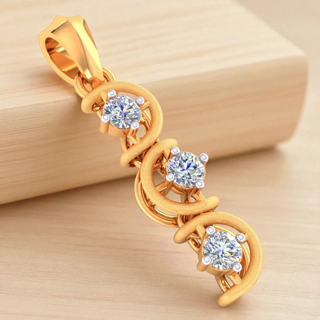 14 KT Gold & Certified Diamond TriLumine Curve Pendant (without chain) for Women
