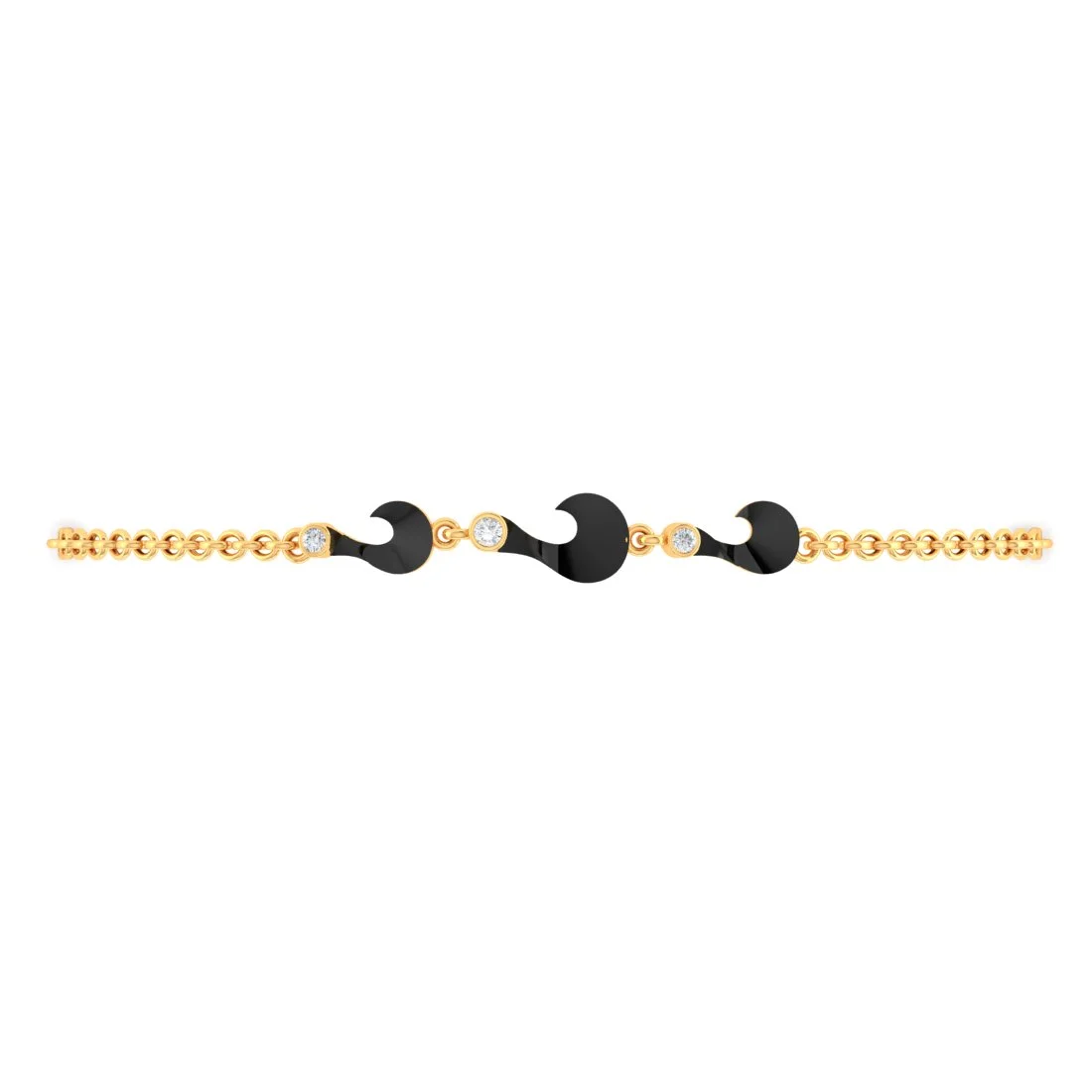14K (585) Gold Bracelet Connected Hook Design With Interlinking Chains