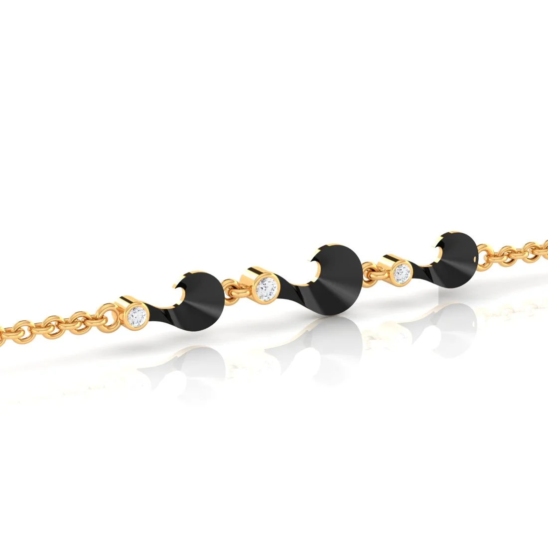 14K (585) Gold Bracelet Connected Hook Design With Interlinking Chains - Image 4