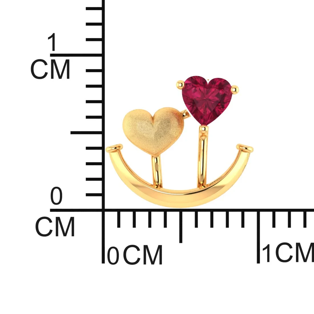 14k (585) Gold Earrings With Anchored Hearts Design - Image 6