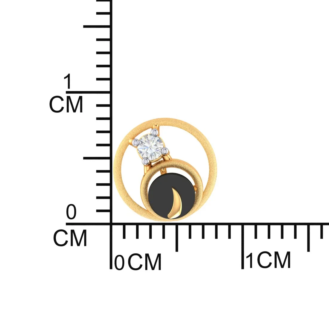 14k (585) Gold Earrings With Orbital Design And Black Meena - Image 4