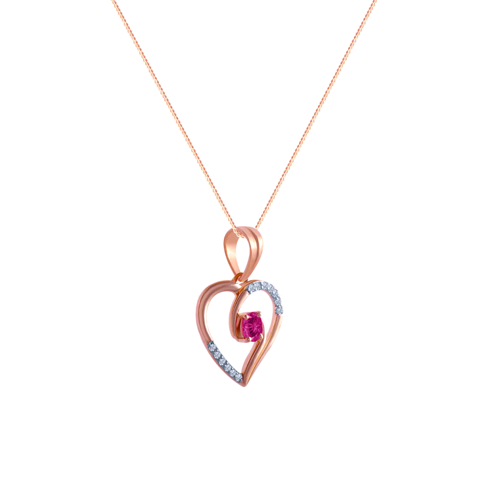 14k (585) Rose Gold And Diamond Pendant For Women - Image 2