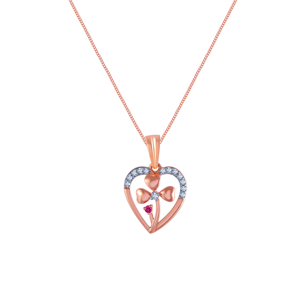 14k (585) Rose Gold And Diamond Pendant For Women