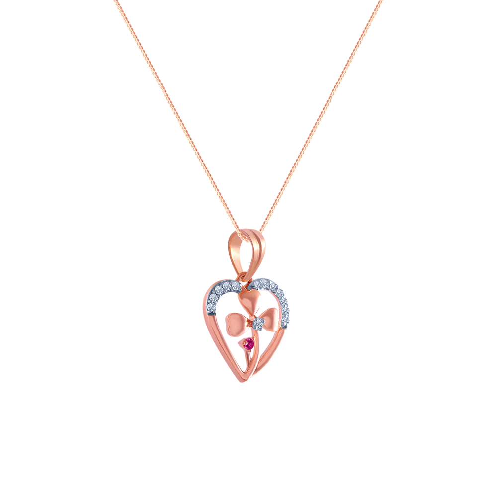 14k (585) Rose Gold And Diamond Pendant For Women - Image 2
