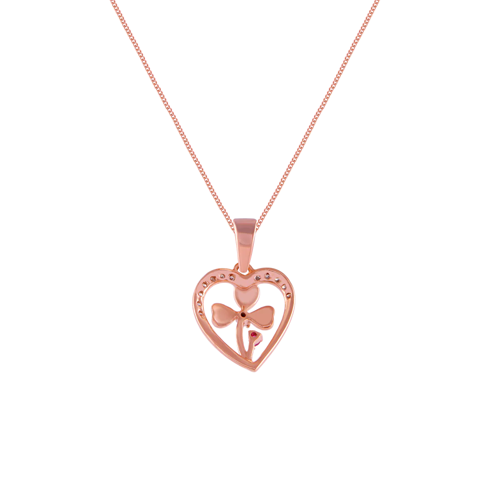 14k (585) Rose Gold And Diamond Pendant For Women - Image 3