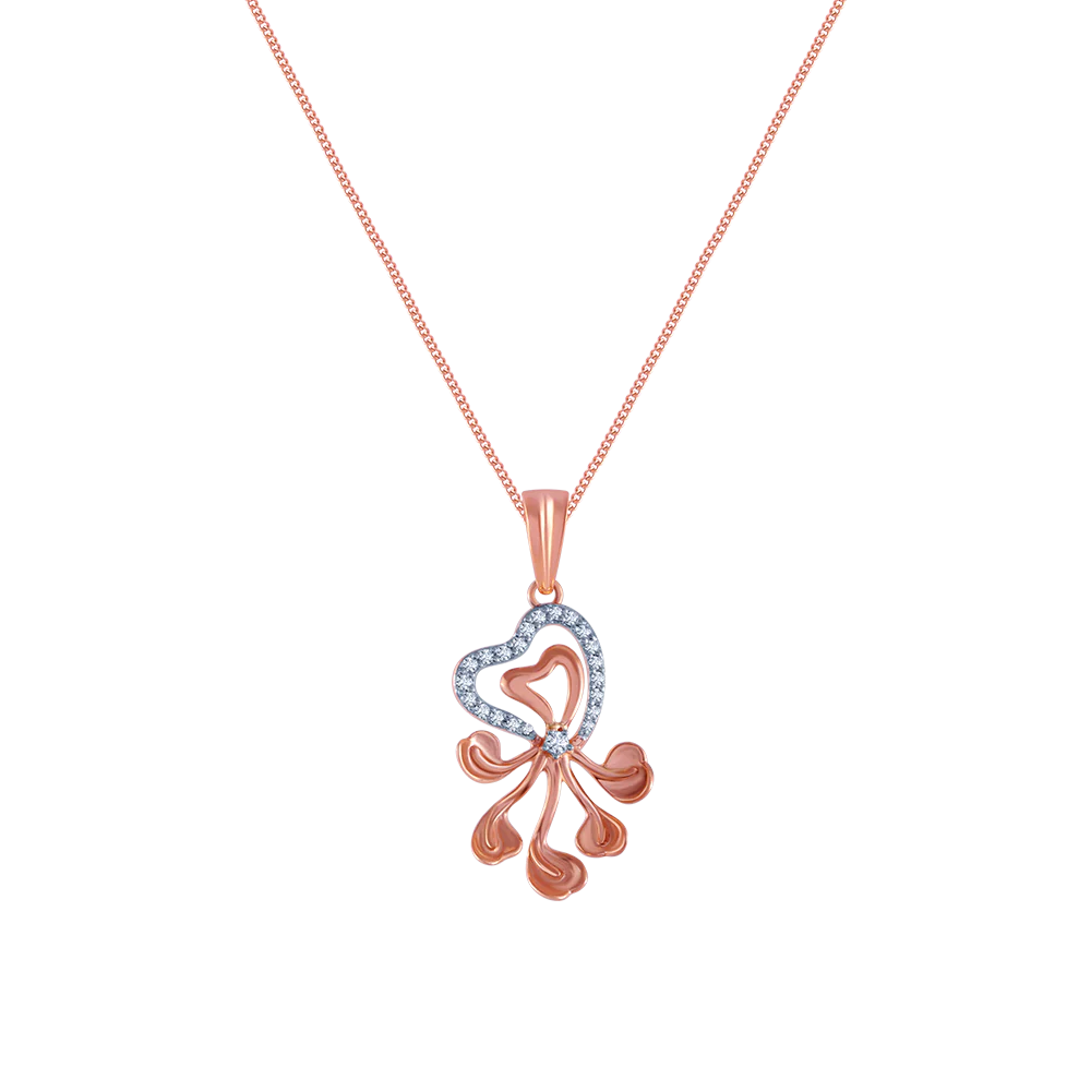 14k (585) Rose Gold And Diamond Pendant For Women