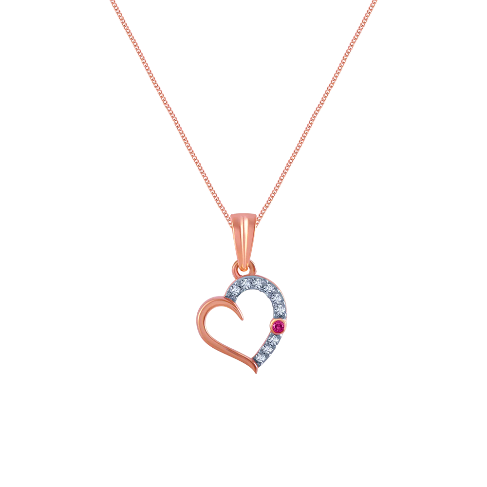 14k (585) Rose Gold And Diamond Pendant For Women
