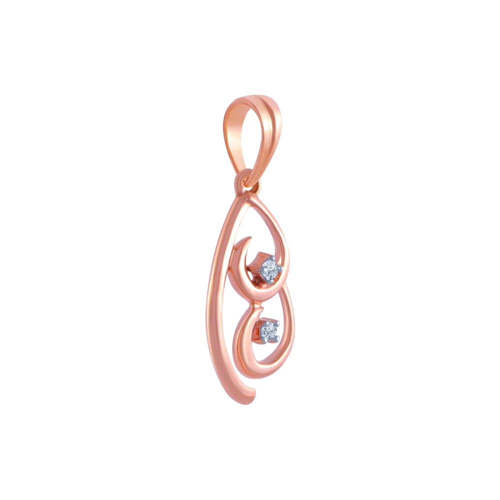 14k (585) Rose Gold And Diamond Pendant For Women - Image 3