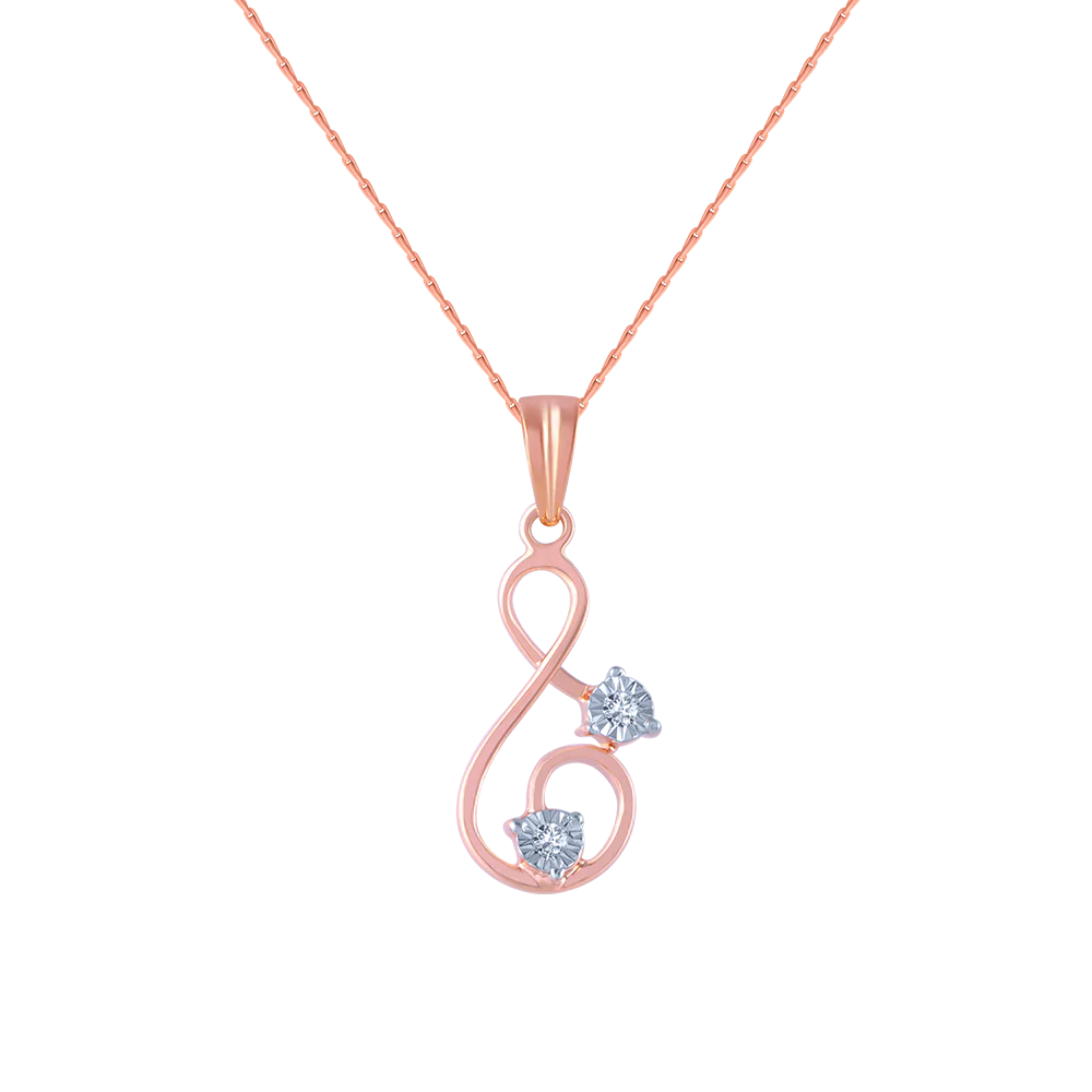 14k (585) Rose Gold And Diamond Pendant For Women