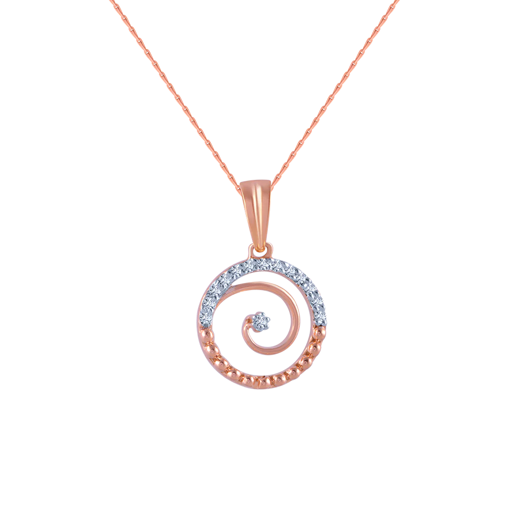 14k (585) Rose Gold And Diamond Pendant For Women