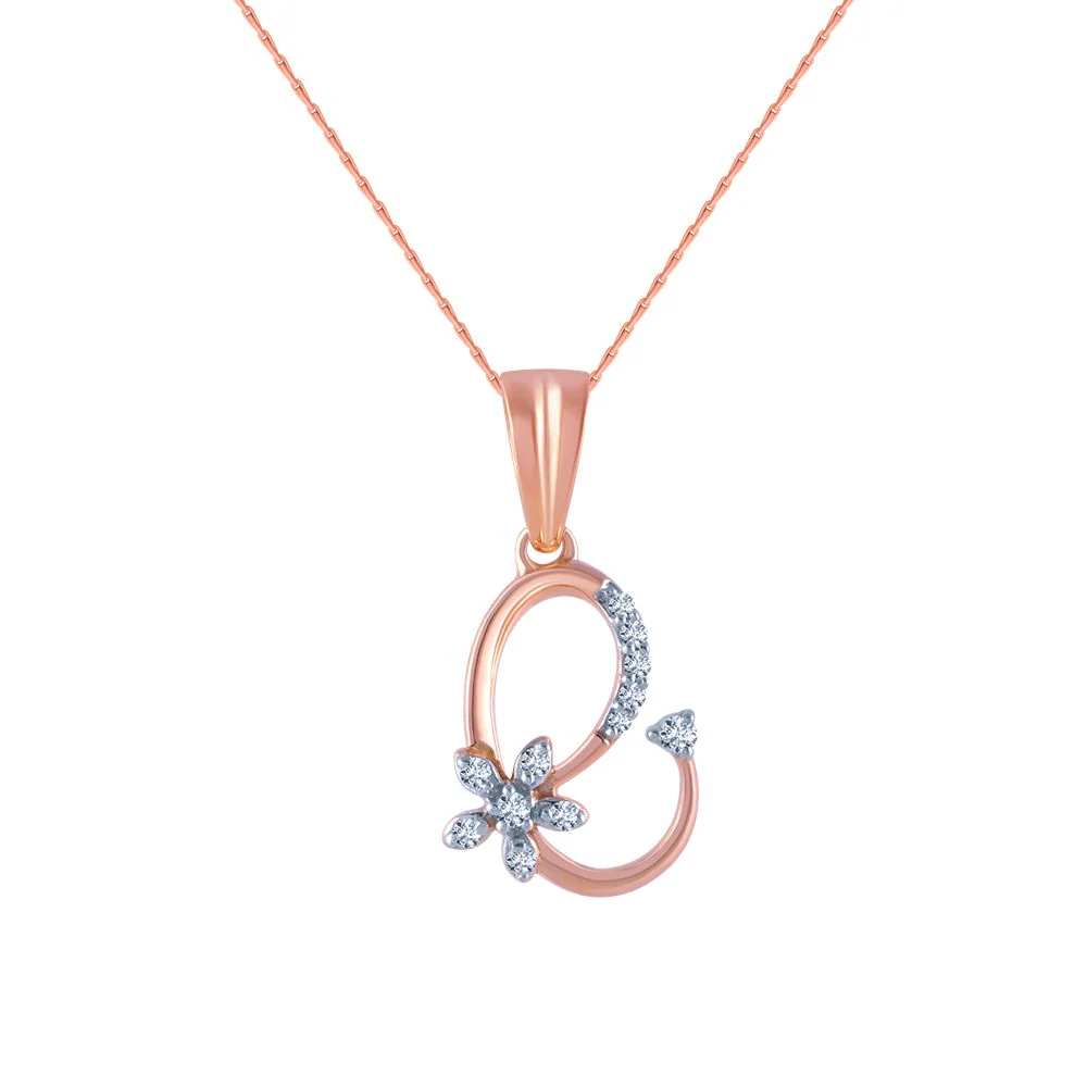 14k (585) Rose Gold And Diamond Pendant For Women