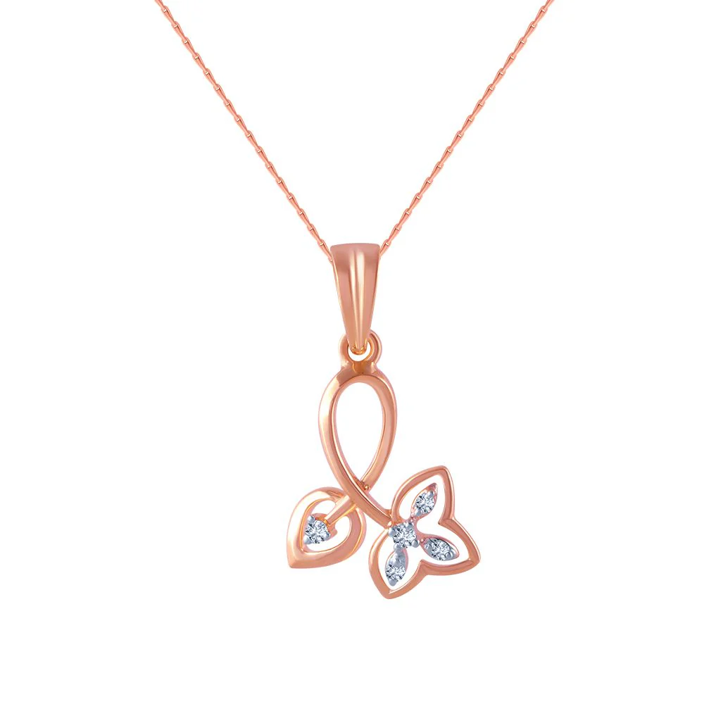 14k (585) Rose Gold And Diamond Pendant For Women