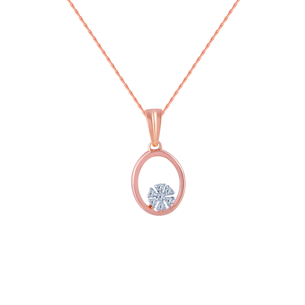 14k (585) Rose Gold And Diamond Pendant For Women