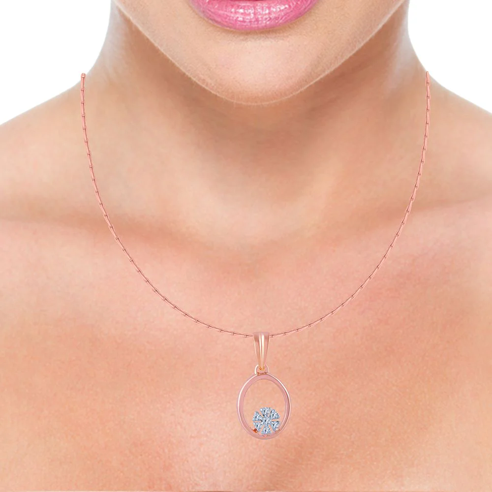14k (585) Rose Gold And Diamond Pendant For Women - Image 2