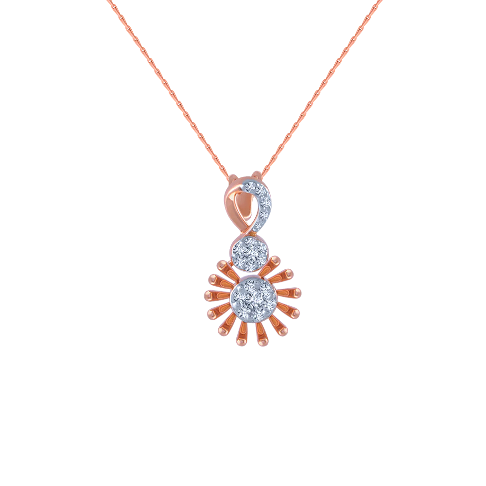 14k (585) Rose Gold And Diamond Pendant For Women