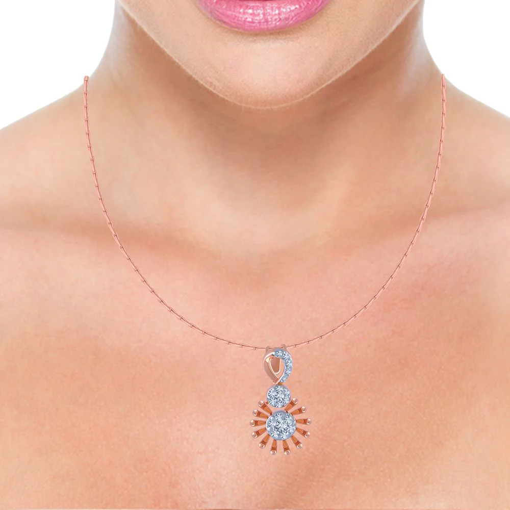 14k (585) Rose Gold And Diamond Pendant For Women - Image 2