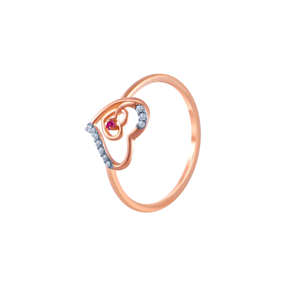 14k (585) Rose Gold And Diamond Ring For Women
