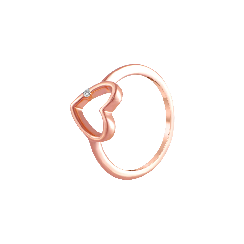 14k (585) Rose Gold And Diamond Ring For Women