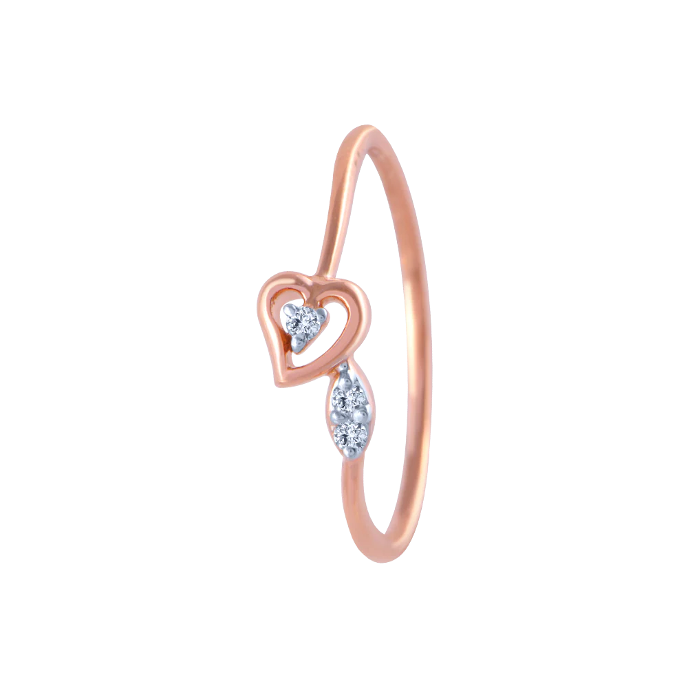 14k (585) Rose Gold And Diamond Ring For Women