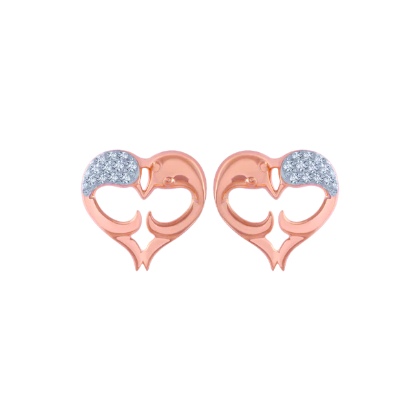 14k (585) Rose Gold And Diamond Stud Earrings For Women - Image 2