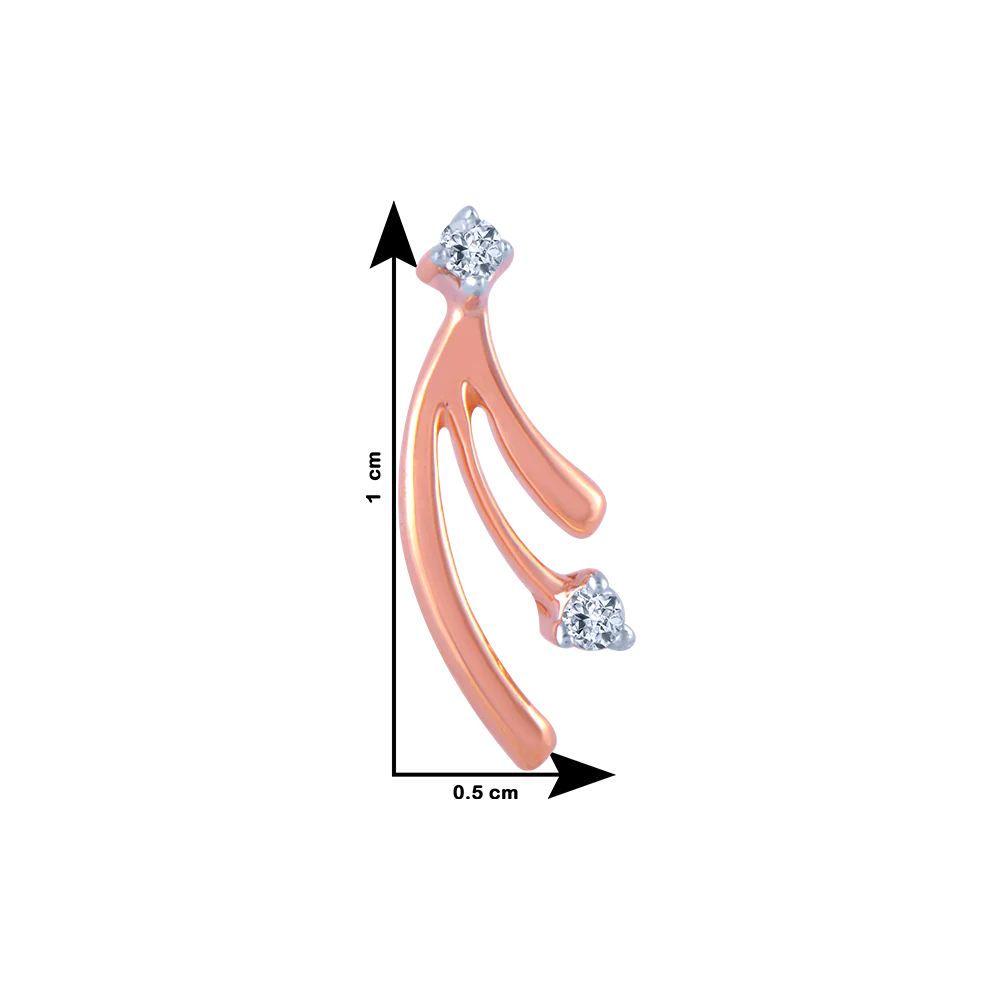 14k (585) Rose Gold And Diamond Stud Earrings For Women - Image 3