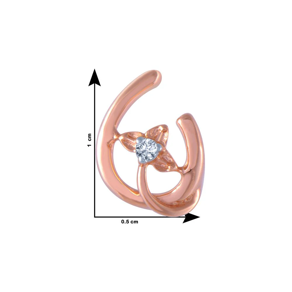 14k (585) Rose Gold And Diamond Stud Earrings For Women - Image 3