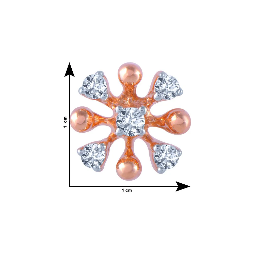 14k (585) Rose Gold And Diamond Stud Earrings For Women - Image 4