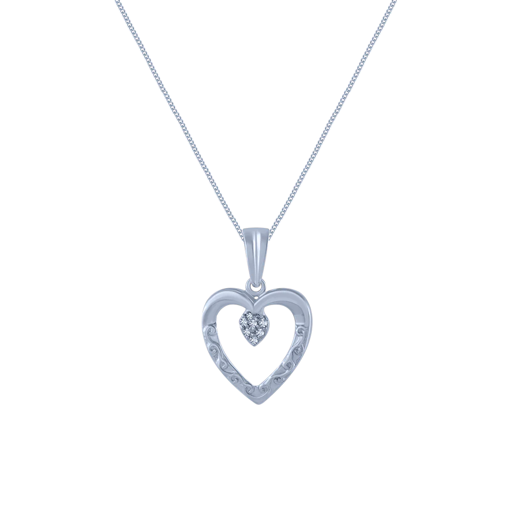 14k (585) White Gold And Diamond Pendant For Women