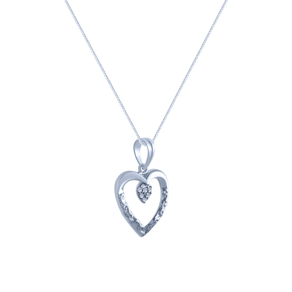 14k (585) White Gold And Diamond Pendant For Women - Image 2
