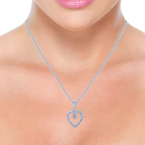 14k (585) White Gold And Diamond Pendant For Women - Image 4