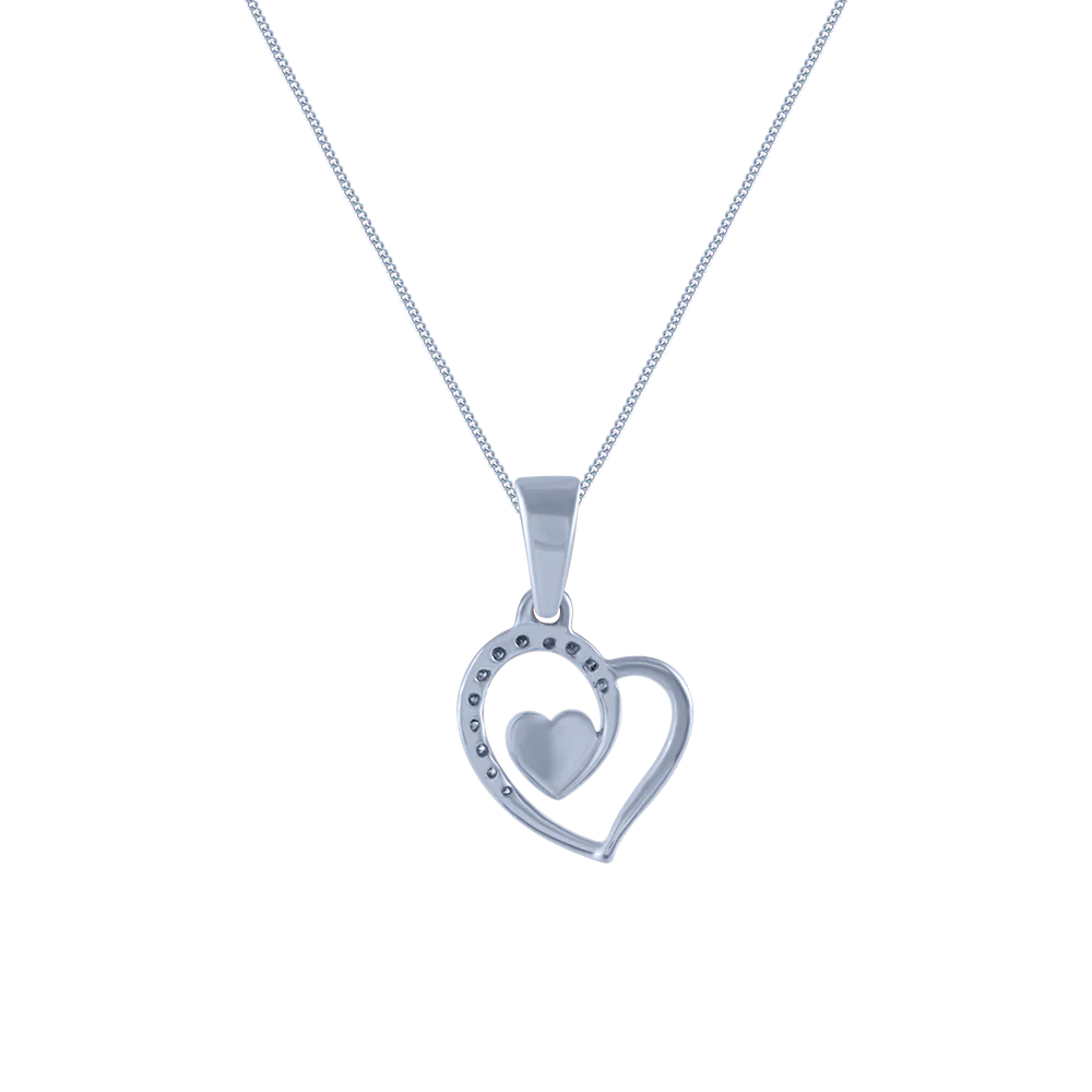 14k (585) White Gold And Diamond Pendant For Women - Image 2