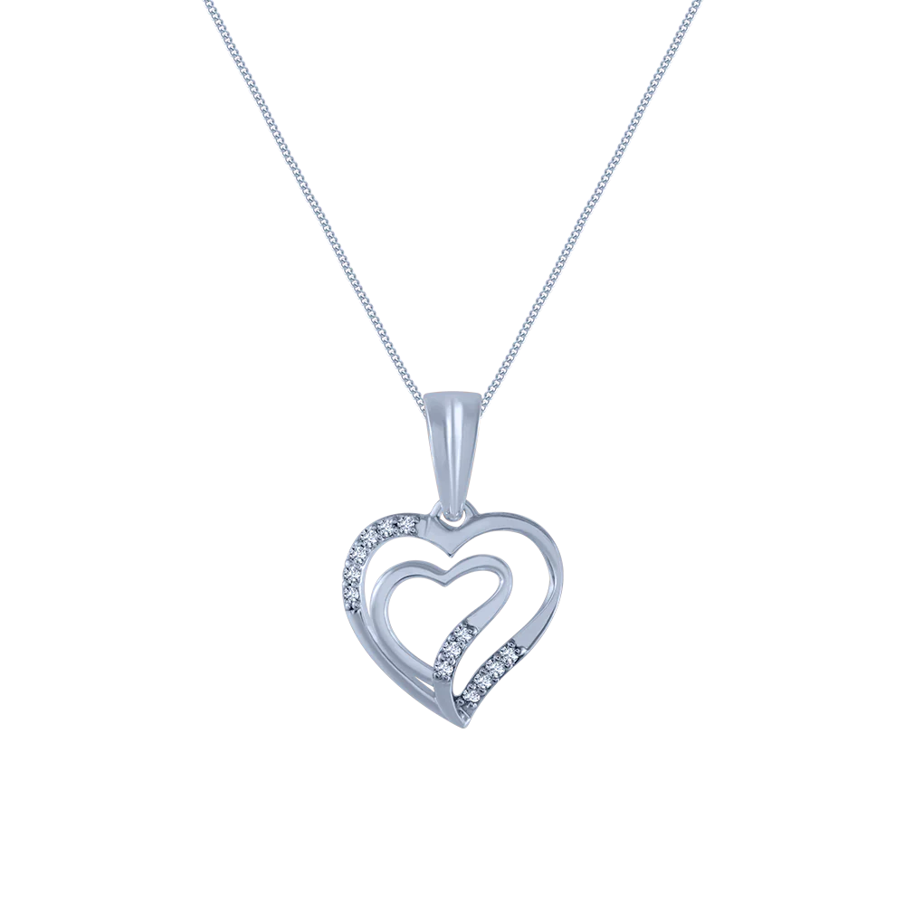 14k (585) White Gold And Diamond Pendant For Women