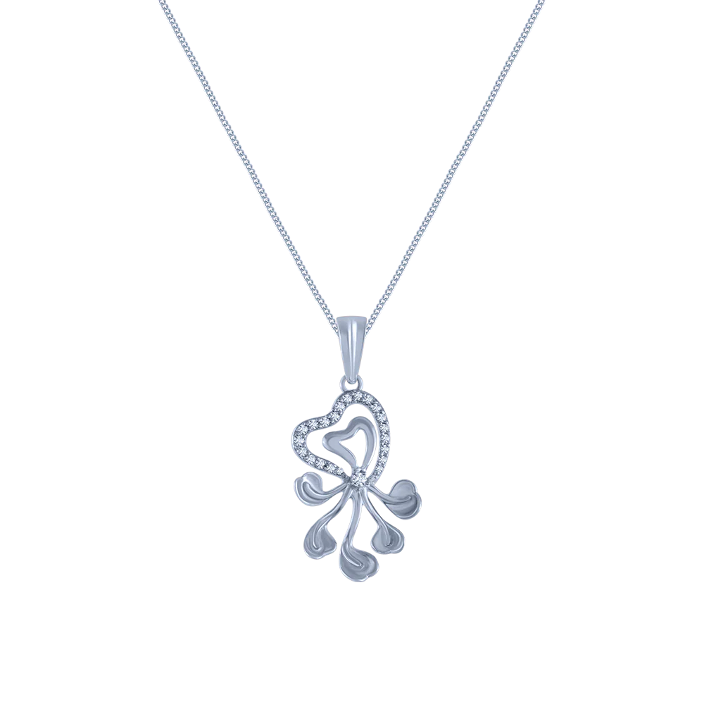 14k (585) White Gold And Diamond Pendant For Women