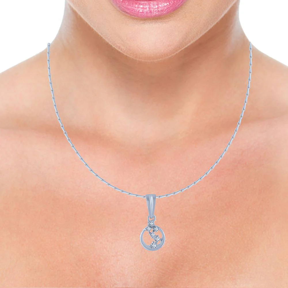 14k (585) White Gold And Diamond Pendant For Women