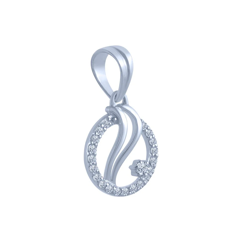 14k (585) White Gold And Diamond Pendant For Women - Image 3
