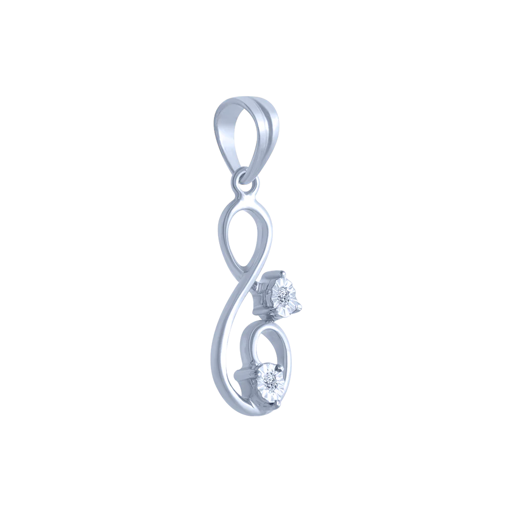 14k (585) White Gold And Diamond Pendant For Women - Image 3