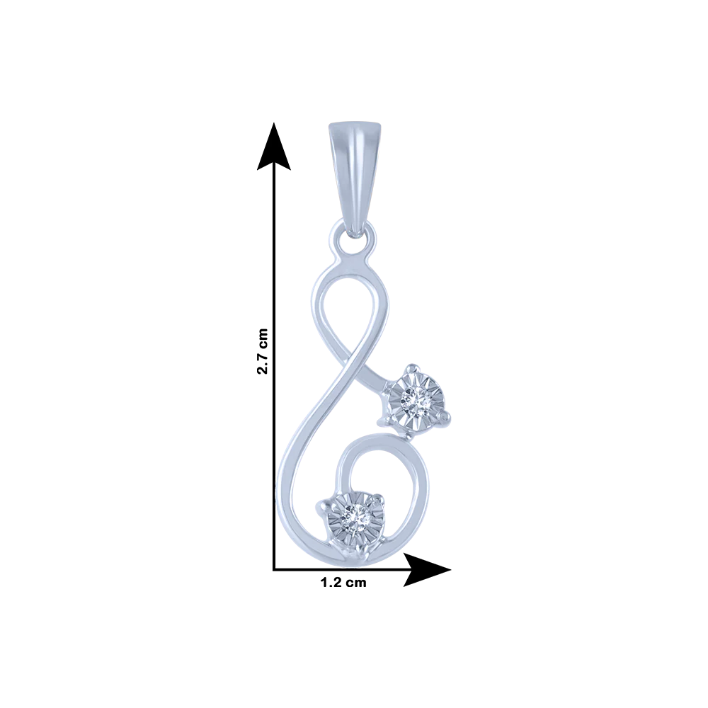 14k (585) White Gold And Diamond Pendant For Women - Image 4