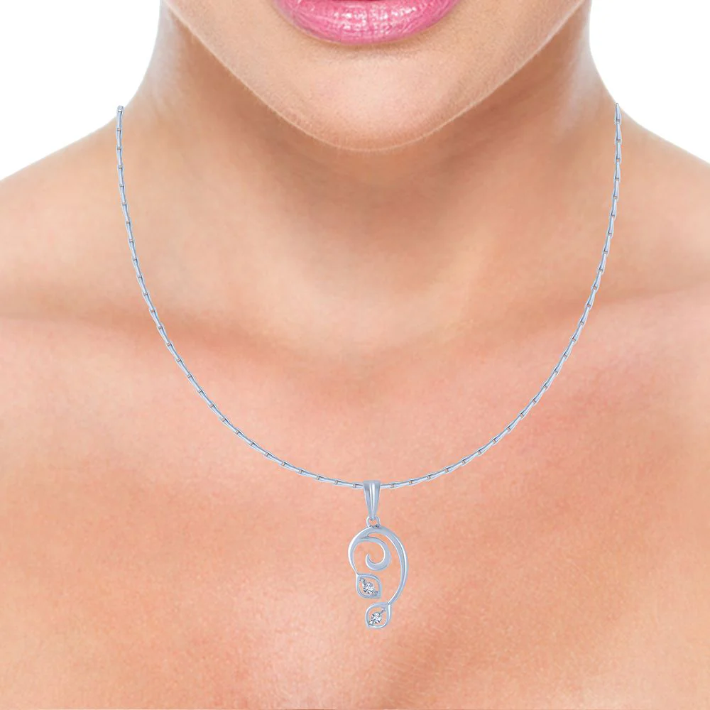14k (585) White Gold And Diamond Pendant For Women - Image 2