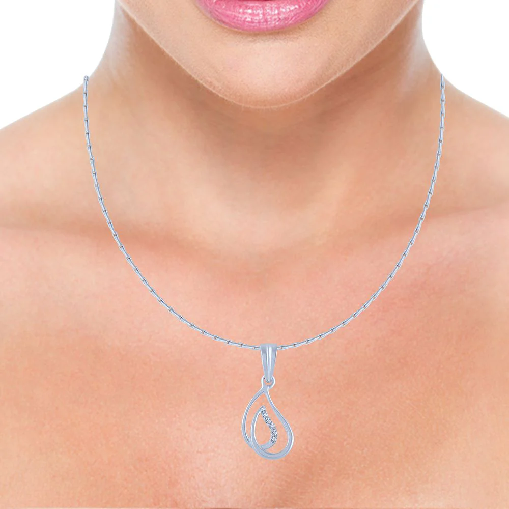14k (585) White Gold And Diamond Pendant For Women - Image 2