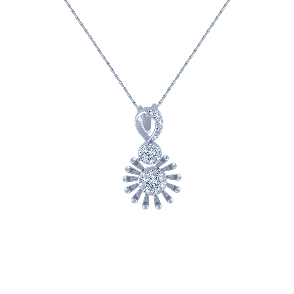 14k (585) White Gold And Diamond Pendant For Women