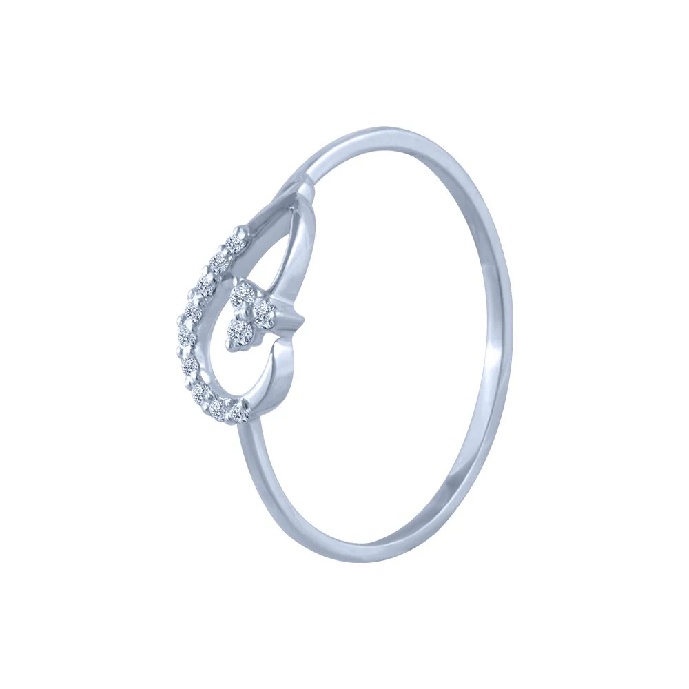 14k (585) White Gold And Diamond Ring For Women - Image 3