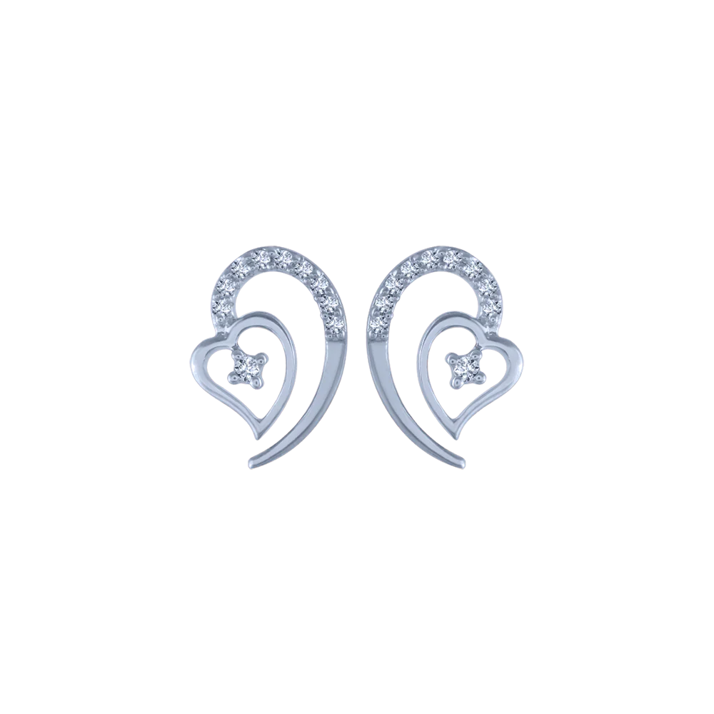 14k (585) White Gold And Diamond Stud Earrings For Women - Image 2