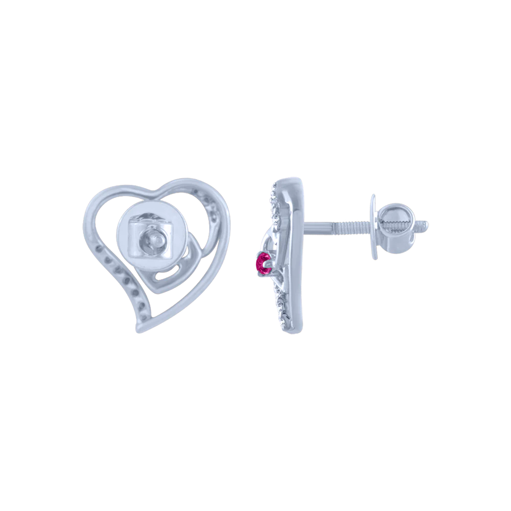 14k (585) White Gold And Diamond Stud Earrings For Women - Image 3